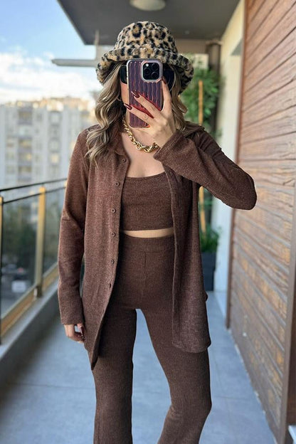 La Biela Üçlü Triko Takım - Kahve