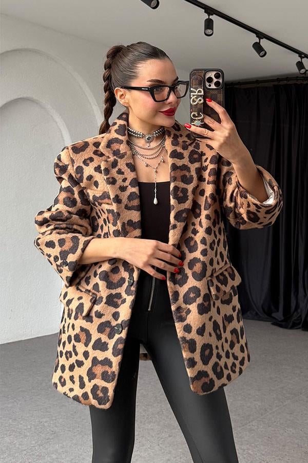 La Veta Kaşe Leopar Ceket