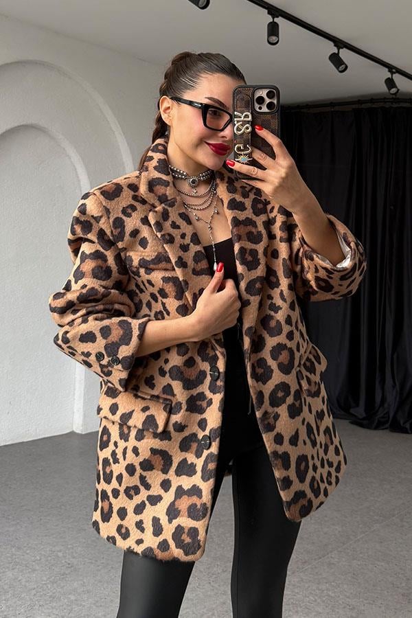 La Veta Kaşe Leopar Ceket