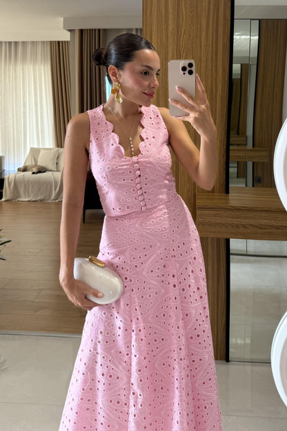 Labella Pembe Brode Etek Yelek Takım