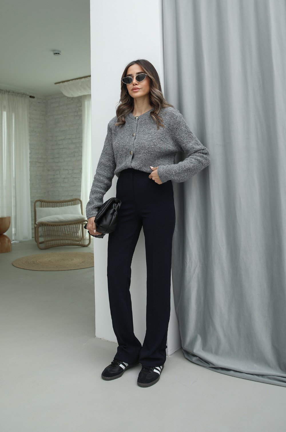 LACIVERT BIYELI PALAZZO PANTOLON