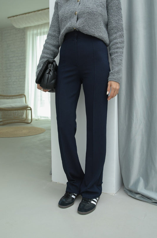 LACIVERT BIYELI PALAZZO PANTOLON