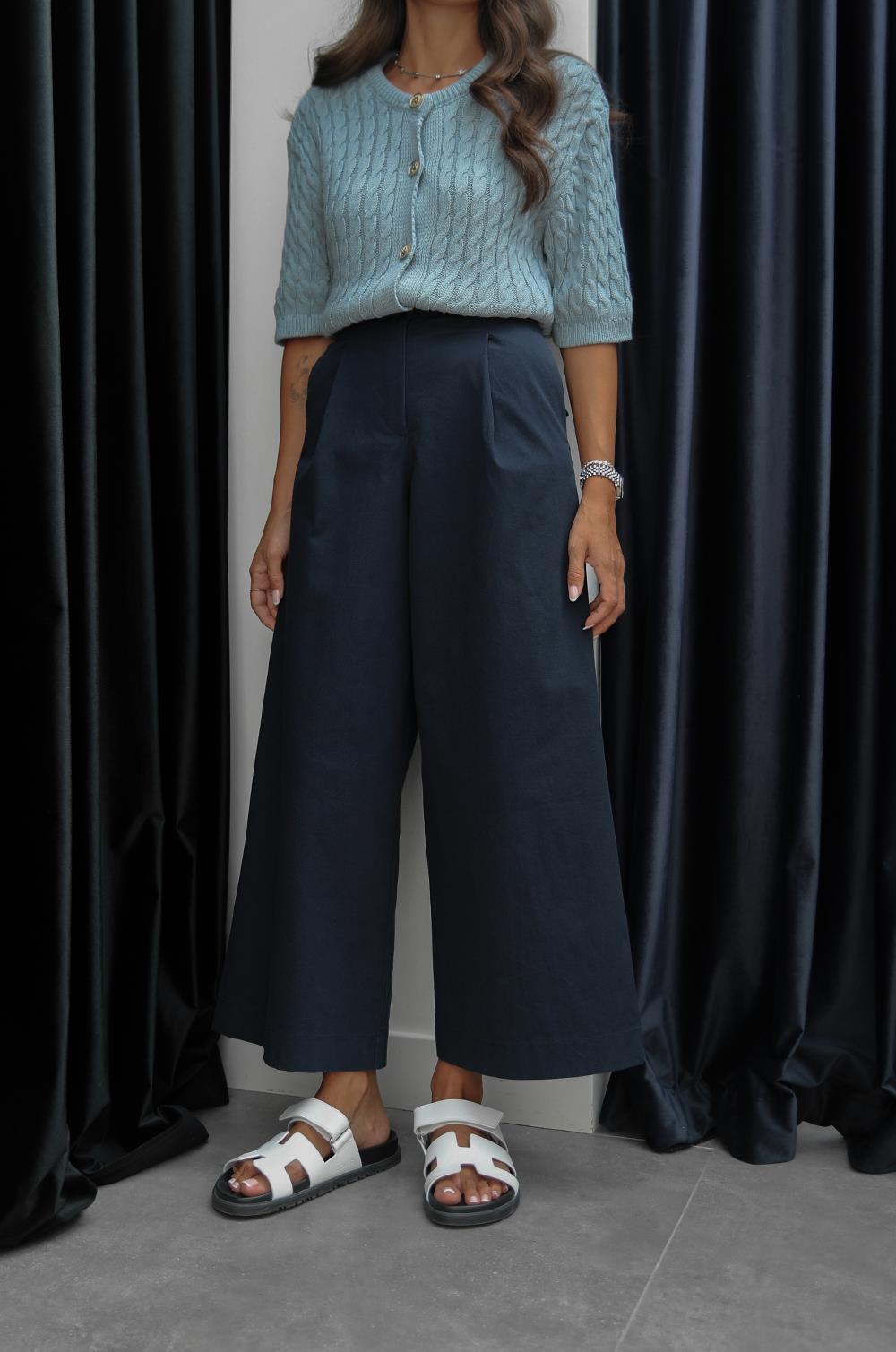 LACIVERT DOUBLE GENIŞ PAÇA PANTOLON