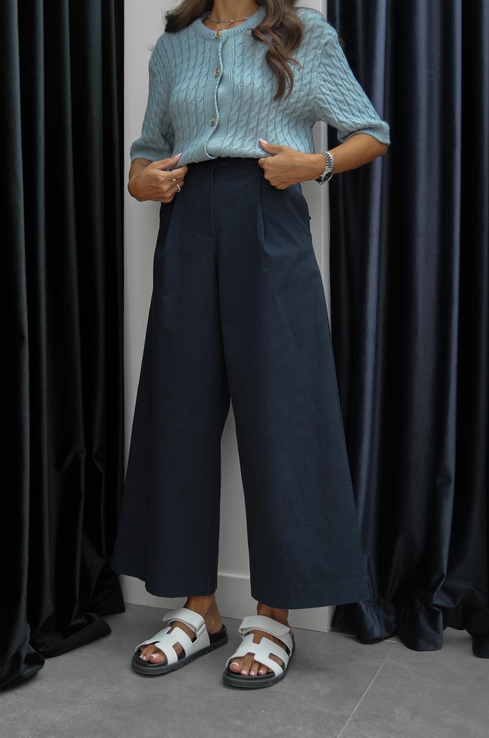 LACIVERT DOUBLE GENIŞ PAÇA PANTOLON