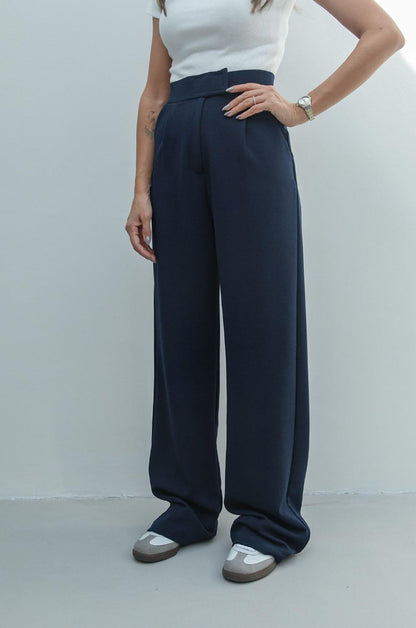 LACIVERT SENTA CIRT CIRT KAPAMALI PALAZZO PANTOLON