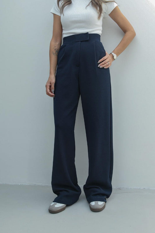 LACIVERT SENTA CIRT CIRT KAPAMALI PALAZZO PANTOLON