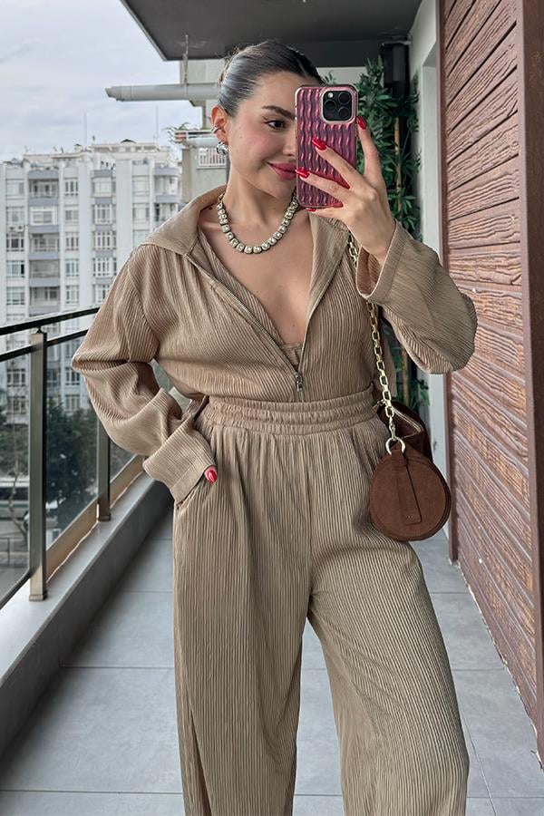 Laeti Büstiyerli Kırinkıl Üçlü Takım - Karamel