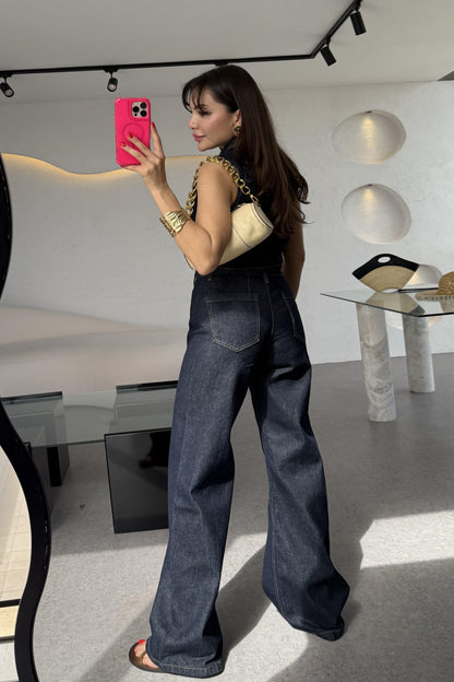 Lahey İnce Kemerli Denim Takım