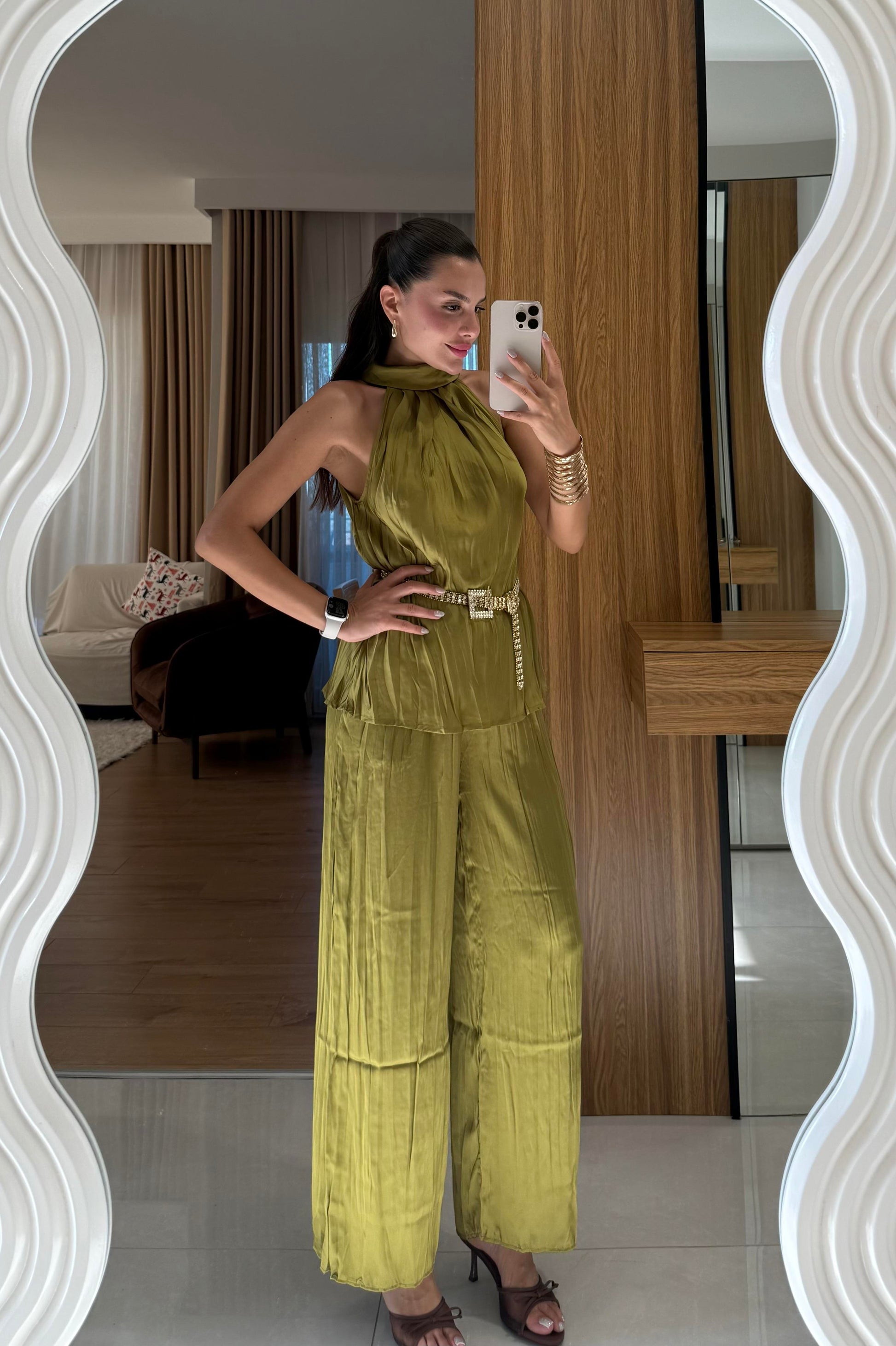 Laiza Saten Kırışık Model Takım