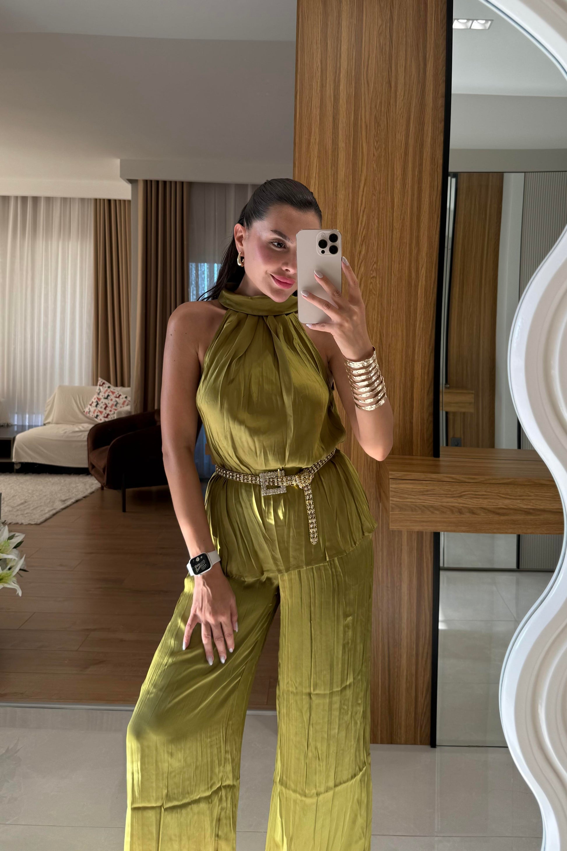 Laiza Saten Kırışık Model Takım