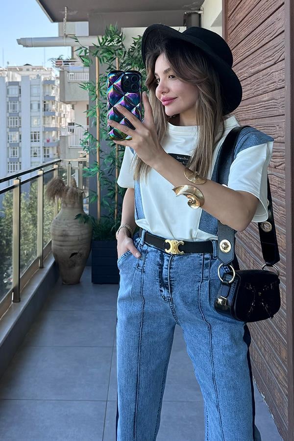 Lalin Denim Detaylı Tasarım Takım - Mavi