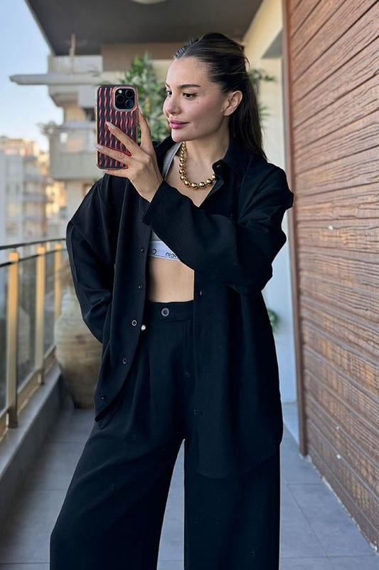 Lamar Gömlekli İkili Takım - Siyah