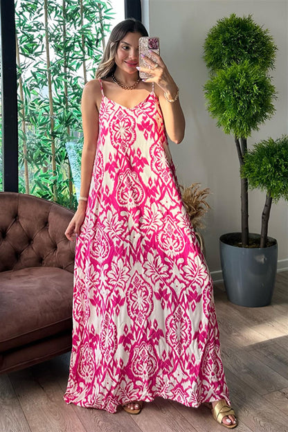 L'Ami etnik desenli elbise - Pembe