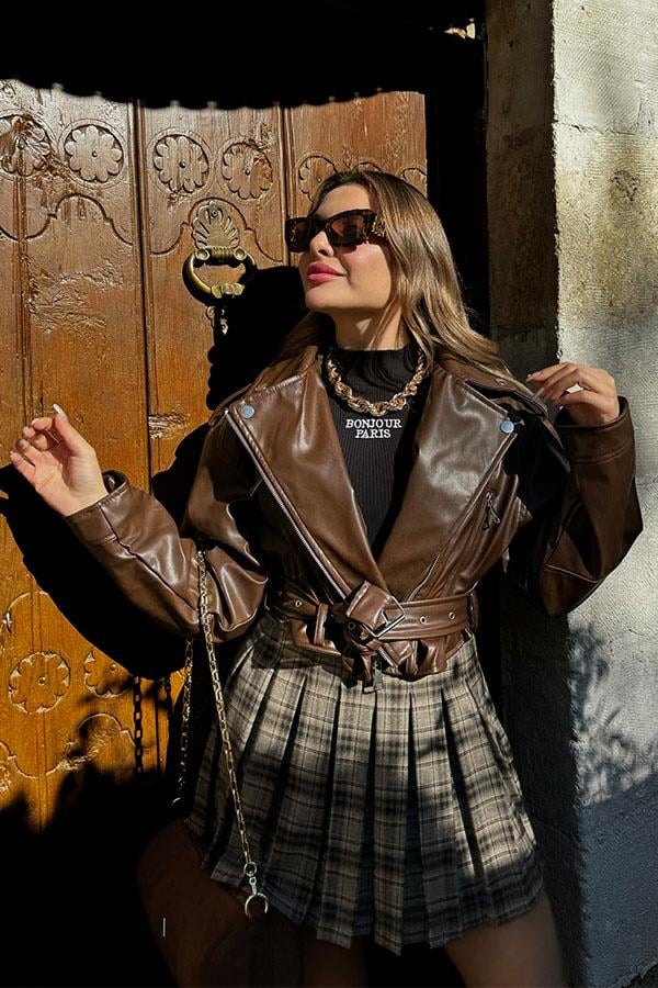 Landa Çikolata Kahve Deri Ceket