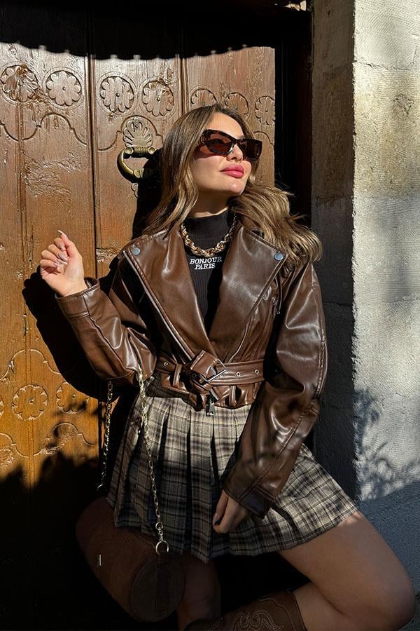 Landa Çikolata Kahve Deri Ceket