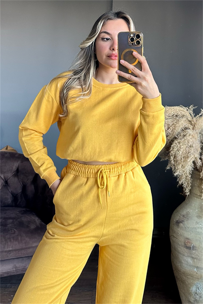 Latua hardal sarısı ikili eşofman takım