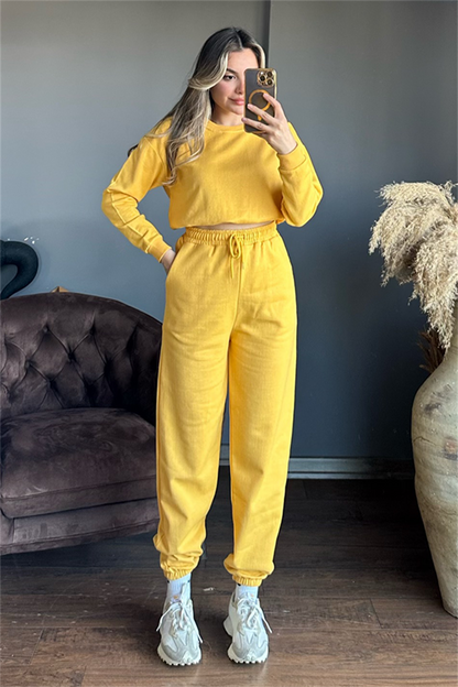 Latua hardal sarısı ikili eşofman takım