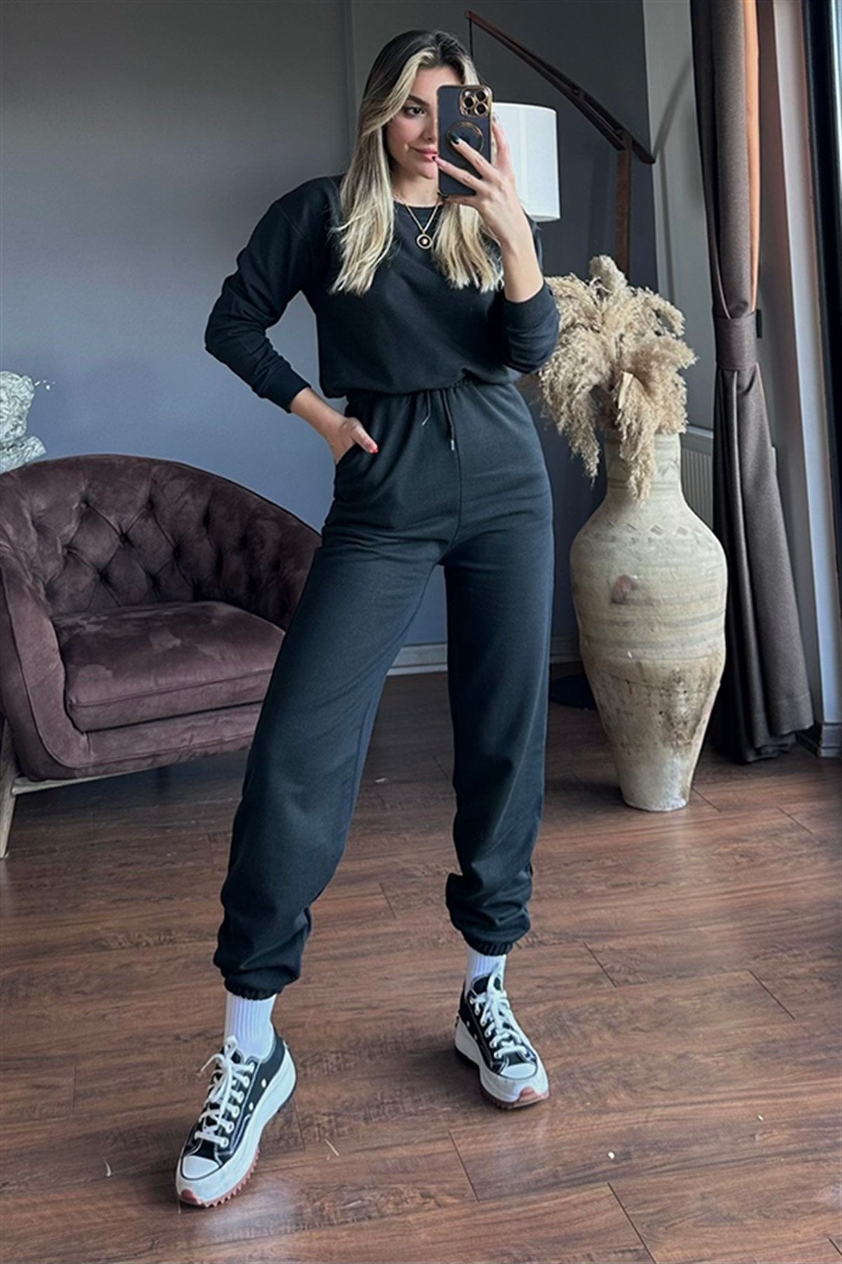 Latua siyah ikili eşofman takım