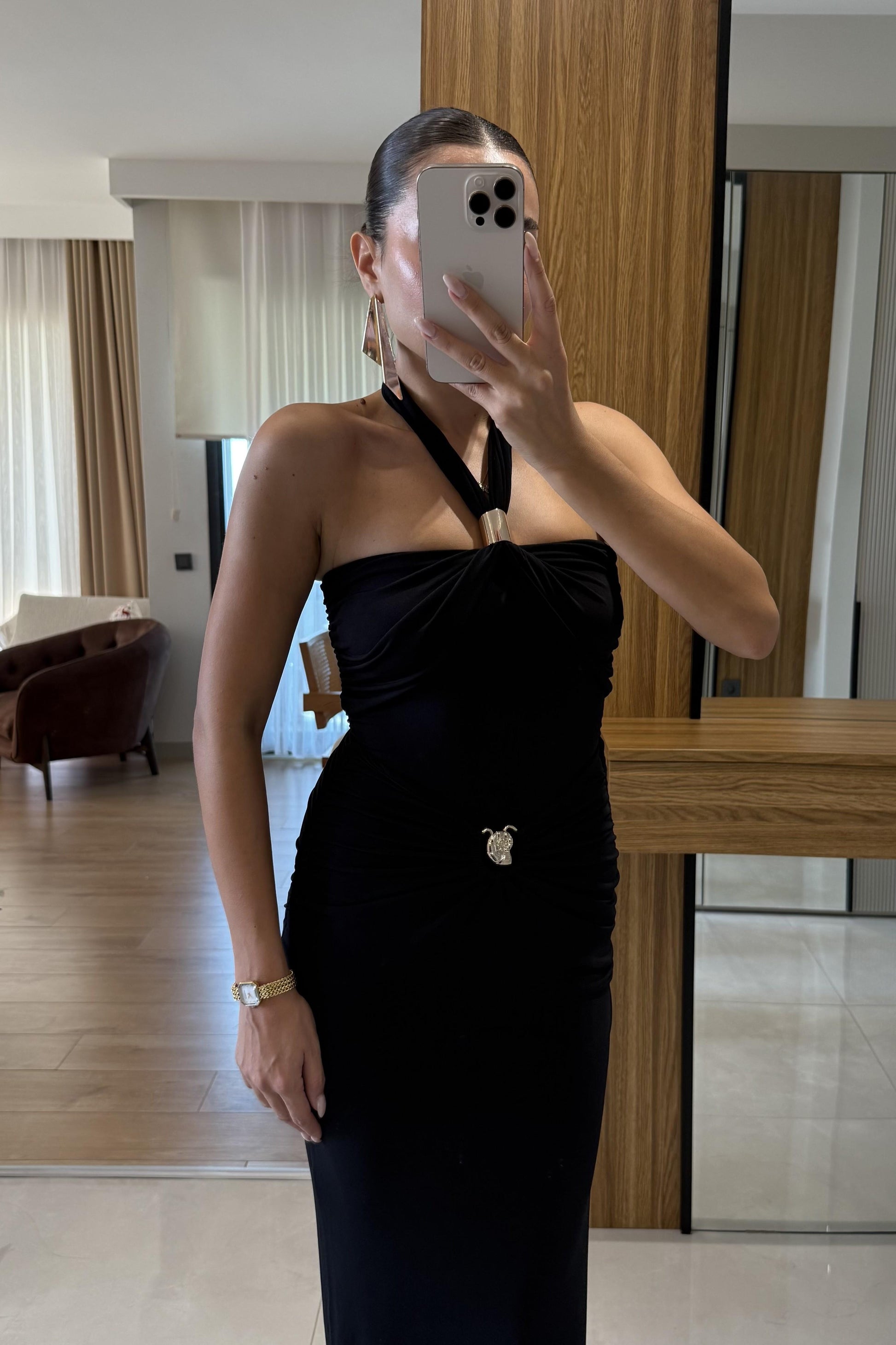 Laurent Siyah Gold Aksesuarlı Takım