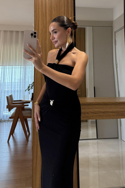 Laurent Siyah Gold Aksesuarlı Takım