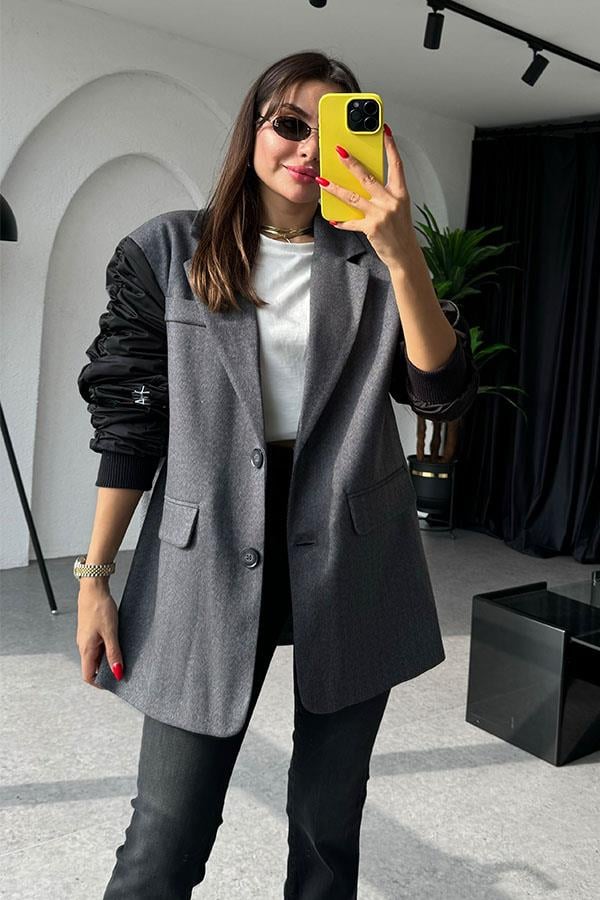 Laxi Kolları Drapeli Premium Lüks Ceket