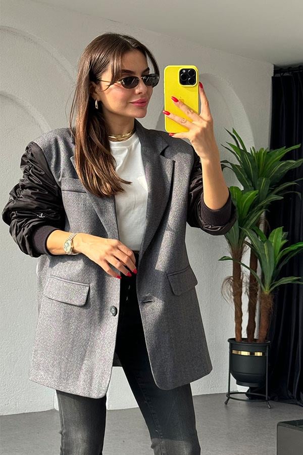 Laxi Kolları Drapeli Premium Lüks Ceket