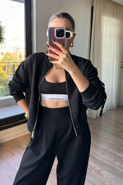 Leah Kolu Kemer Detaylı Fermuarlı Ceket