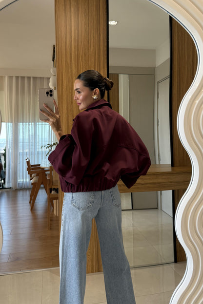 Lection Bordo Yarasa Kol Ceket