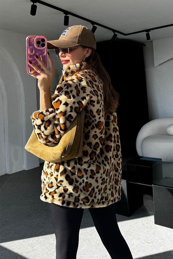 Ledio Bej Premium Peluş Ceket