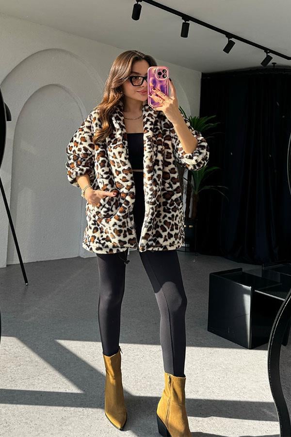 Ledio Kahve Premium Peluş Ceket