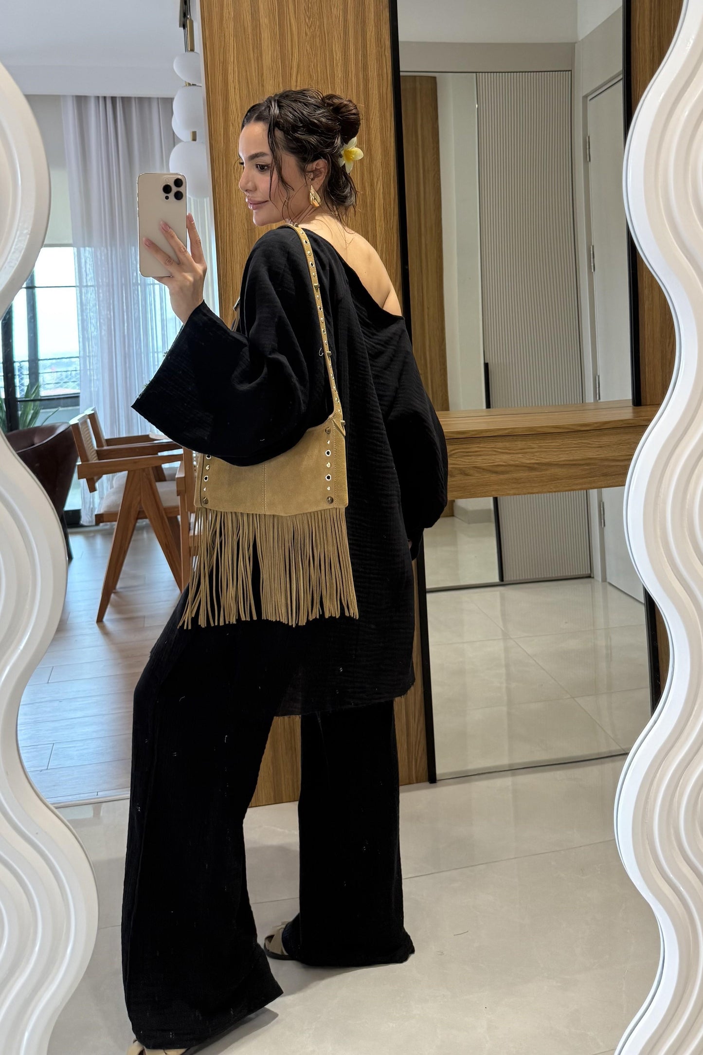 Leite Siyah Salaş Müslin Takım