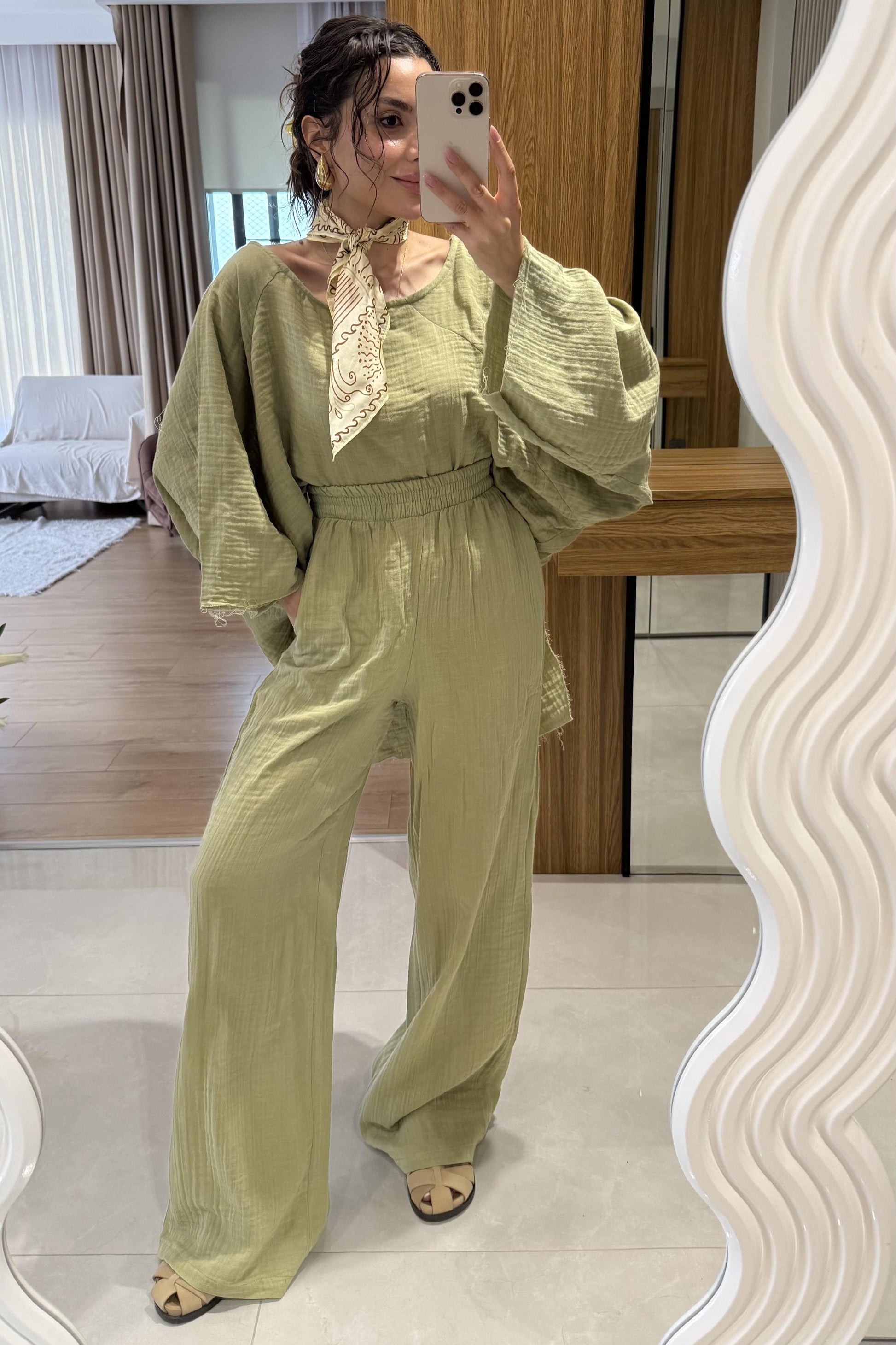 Leite Yeşil Salaş Müslin Takım