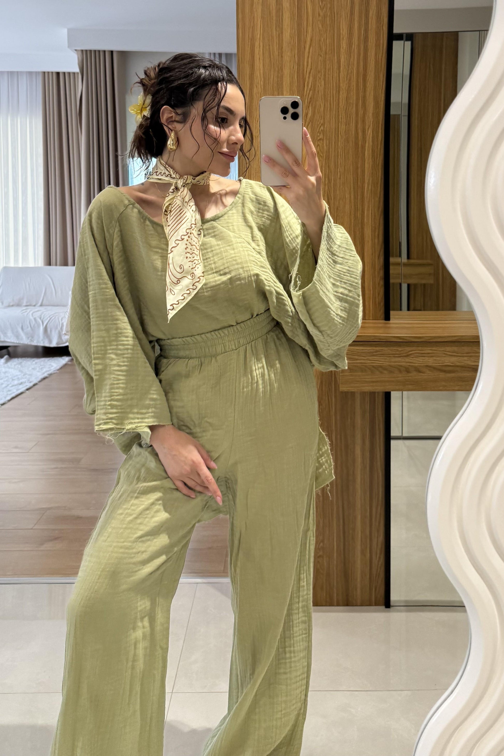 Leite Yeşil Salaş Müslin Takım