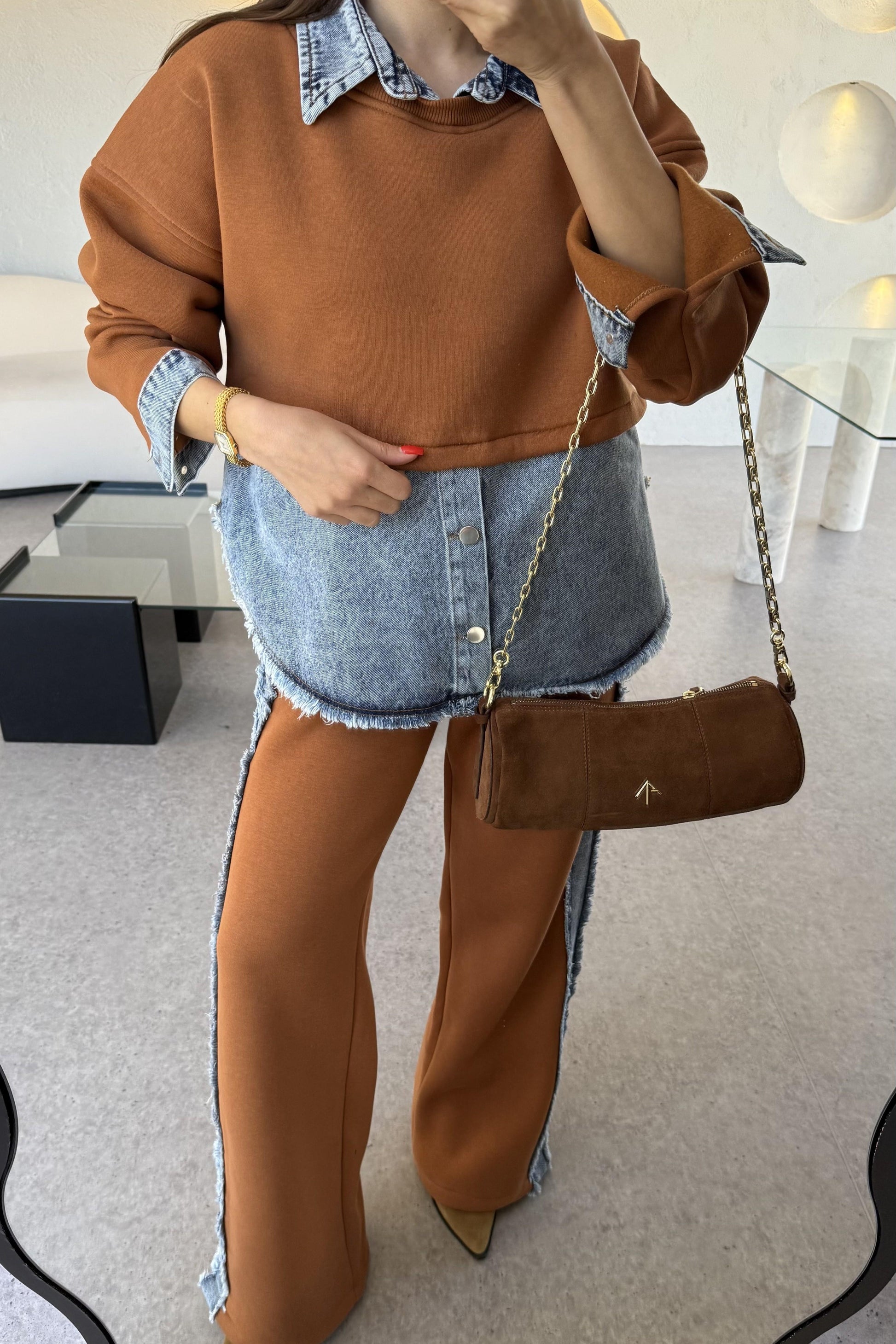 Leny Taba Tasarım Şardonlu Takım