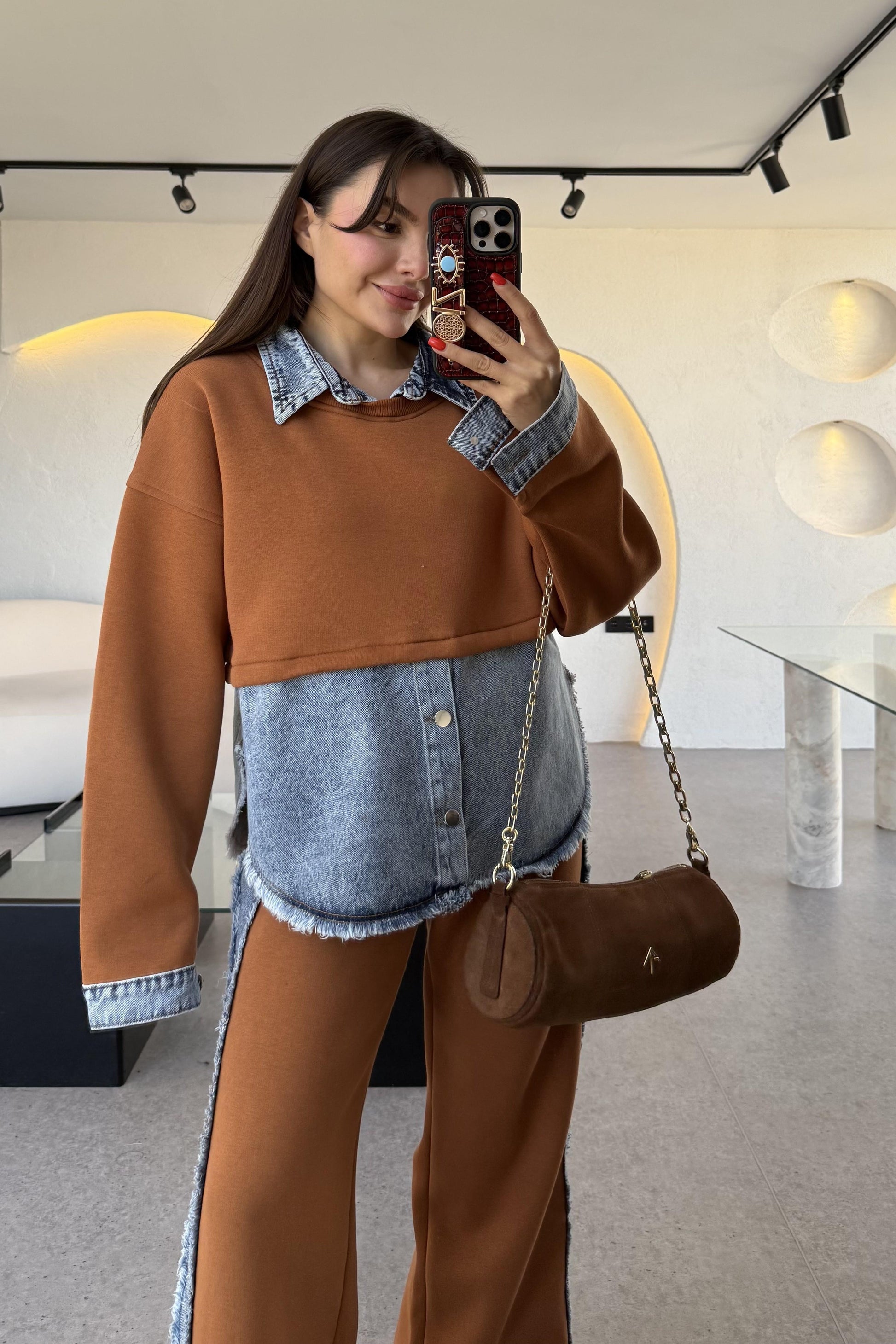 Leny Taba Tasarım Şardonlu Takım