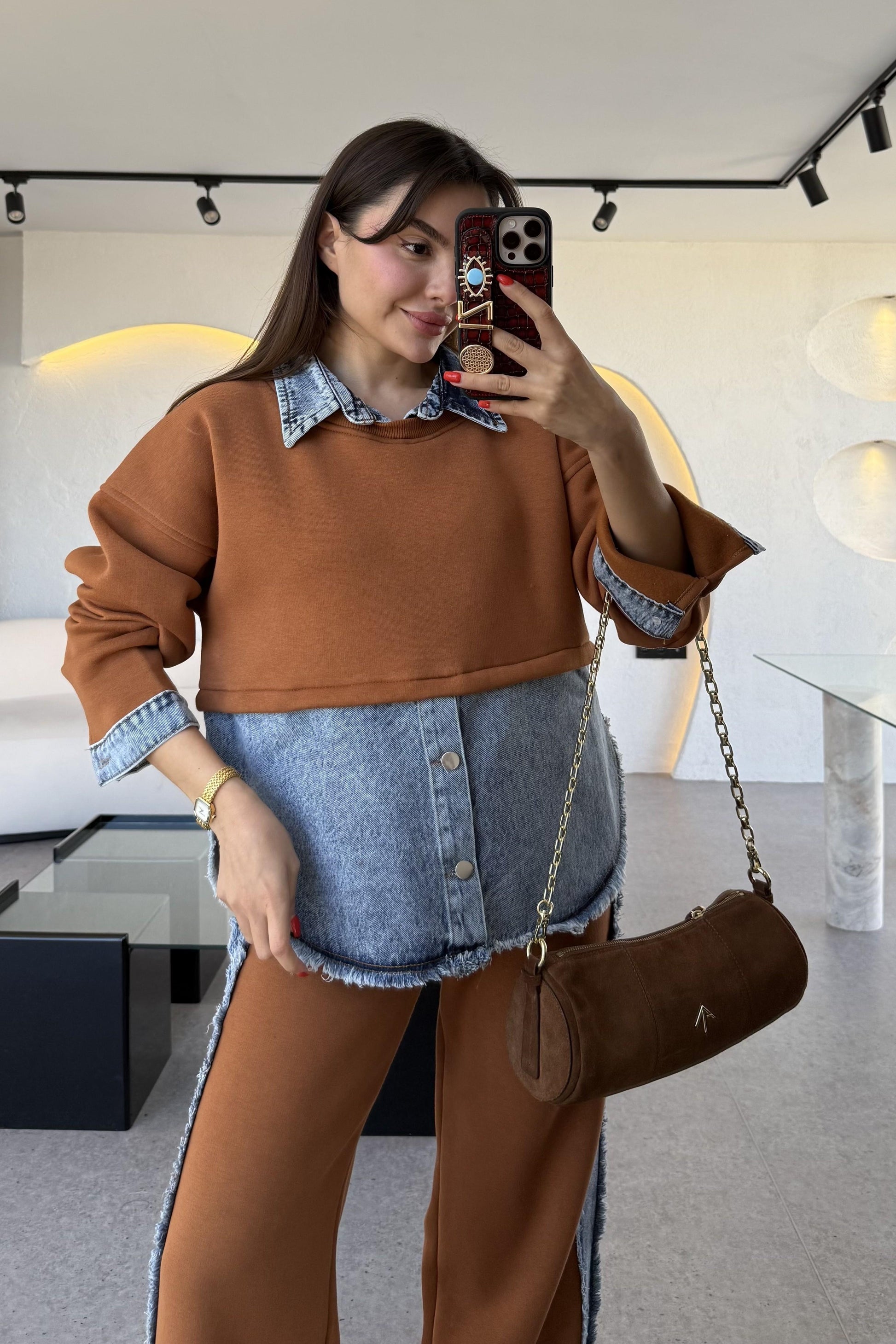 Leny Taba Tasarım Şardonlu Takım