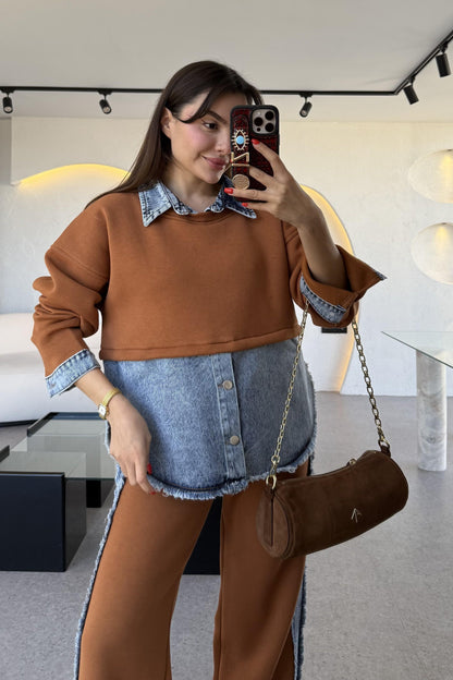 Leny Taba Tasarım Şardonlu Takım