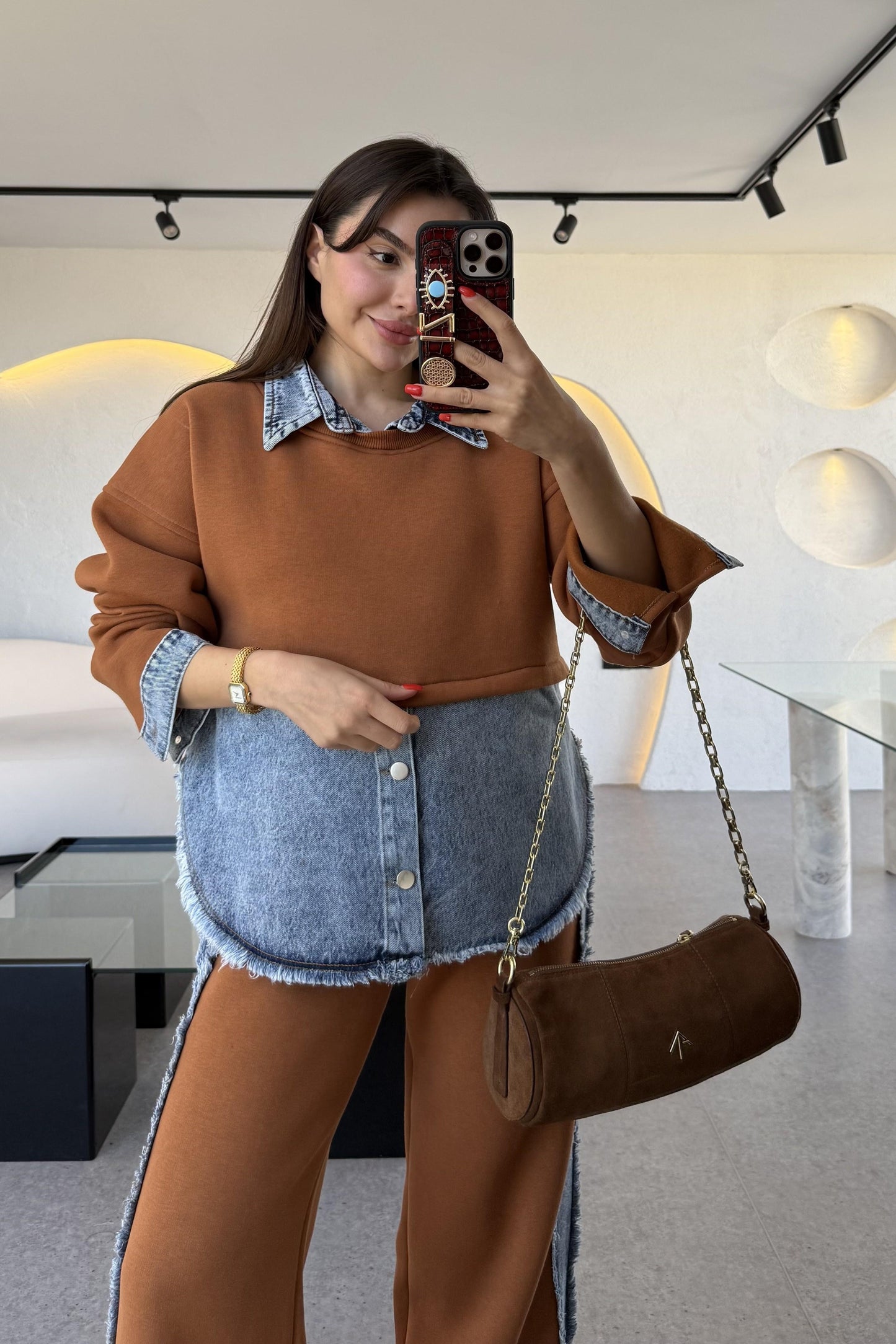 Leny Taba Tasarım Şardonlu Takım