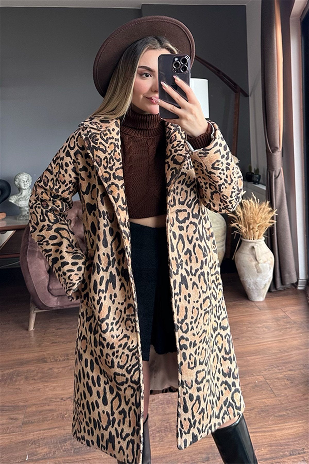 Leopar desenli kaban