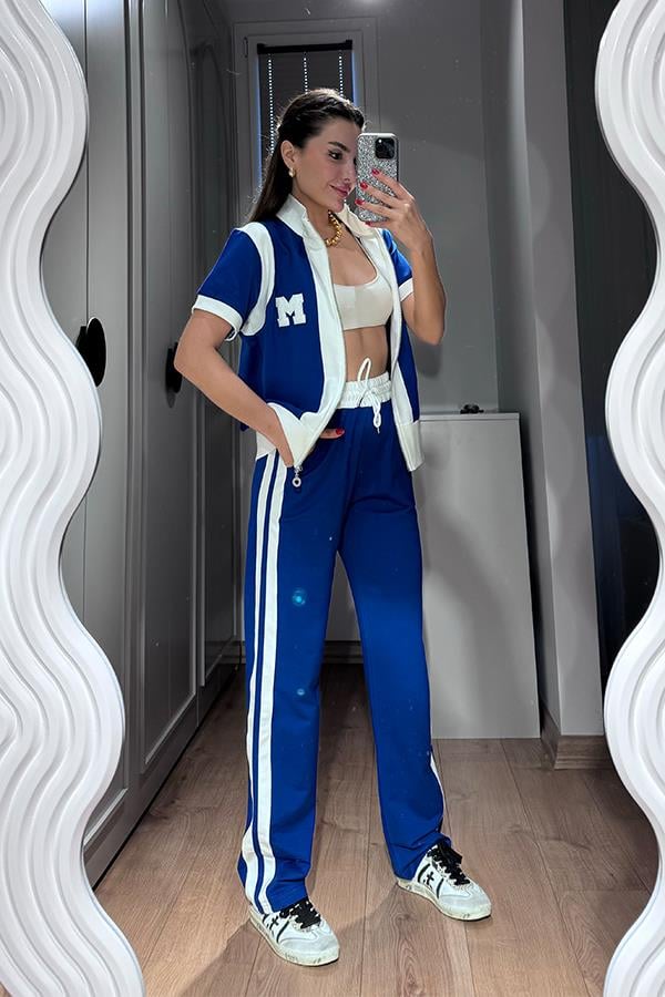 Lerin M harf Baskılı Orjinal Takım - Saks