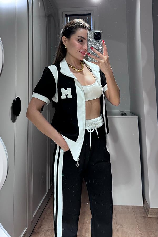 Lerin M harf Baskılı Orjinal Takım - Siyah