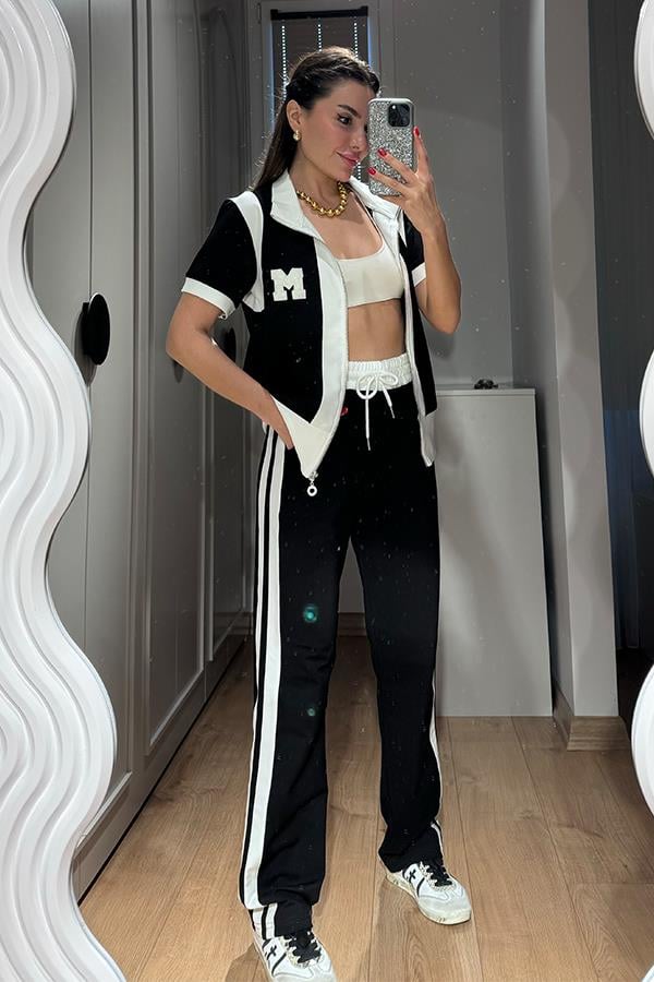 Lerin M harf Baskılı Orjinal Takım - Siyah