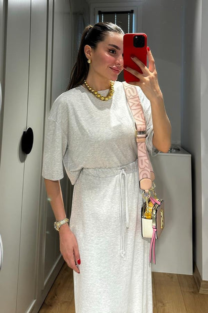 Lermai Etekli Modal Takım - Gri