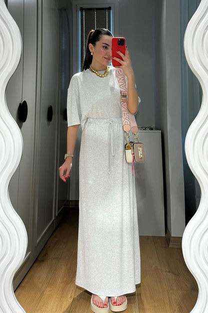 Lermai Etekli Modal Takım - Gri