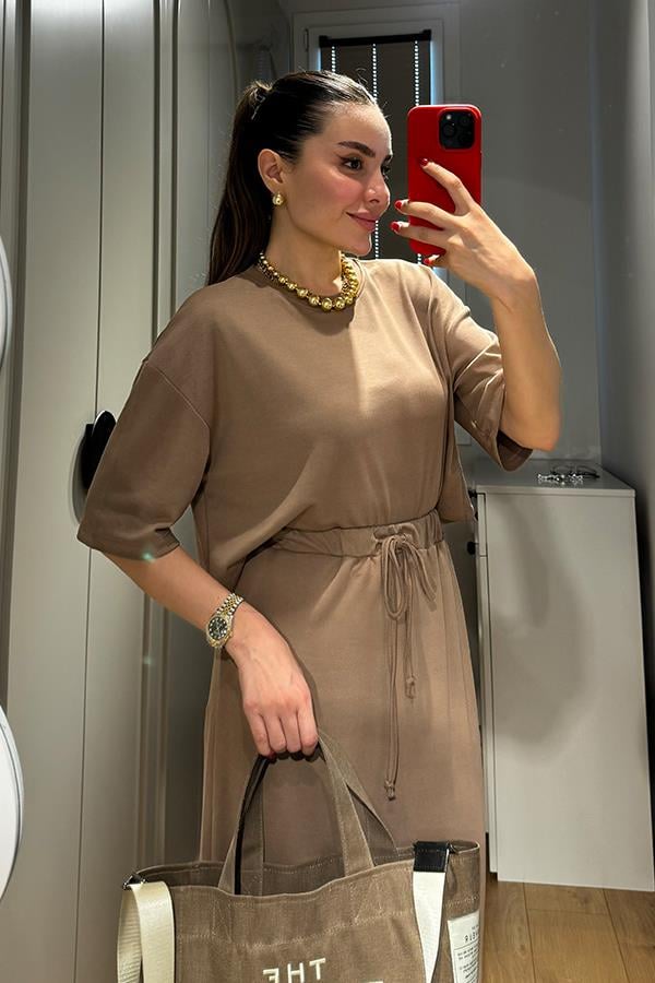 Lermai Etekli Modal Takım - Kahve