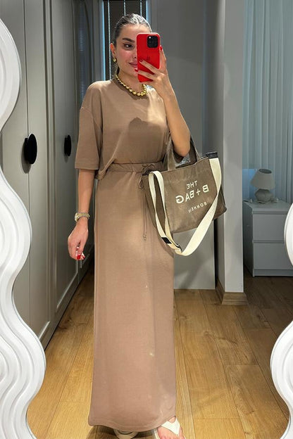 Lermai Etekli Modal Takım - Kahve