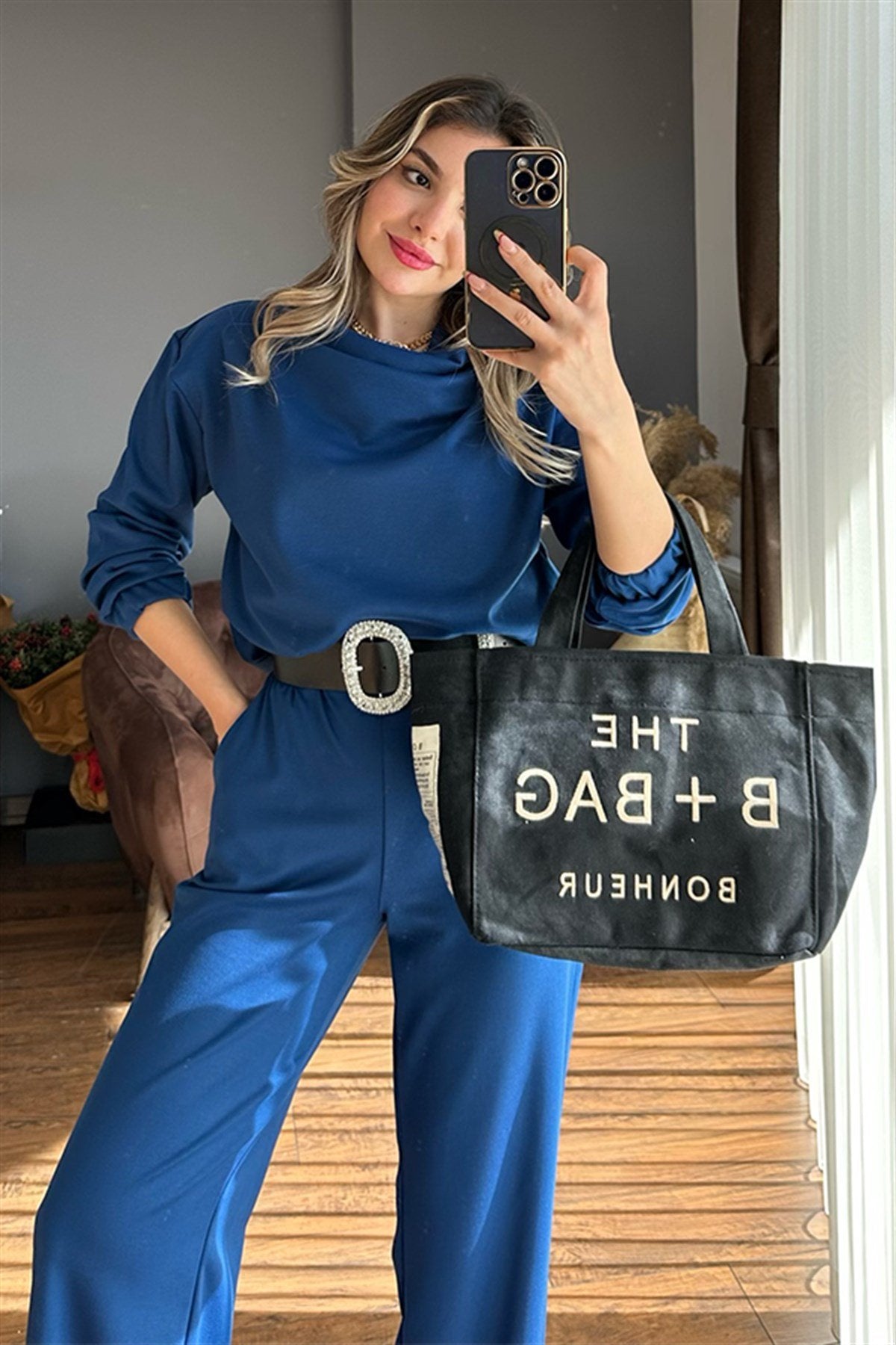 Leslie mavi ikili eşofman takım