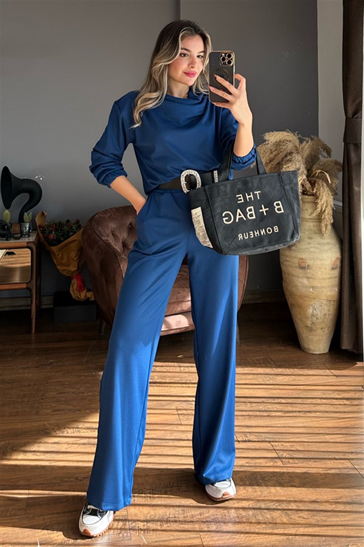 Leslie mavi ikili eşofman takım