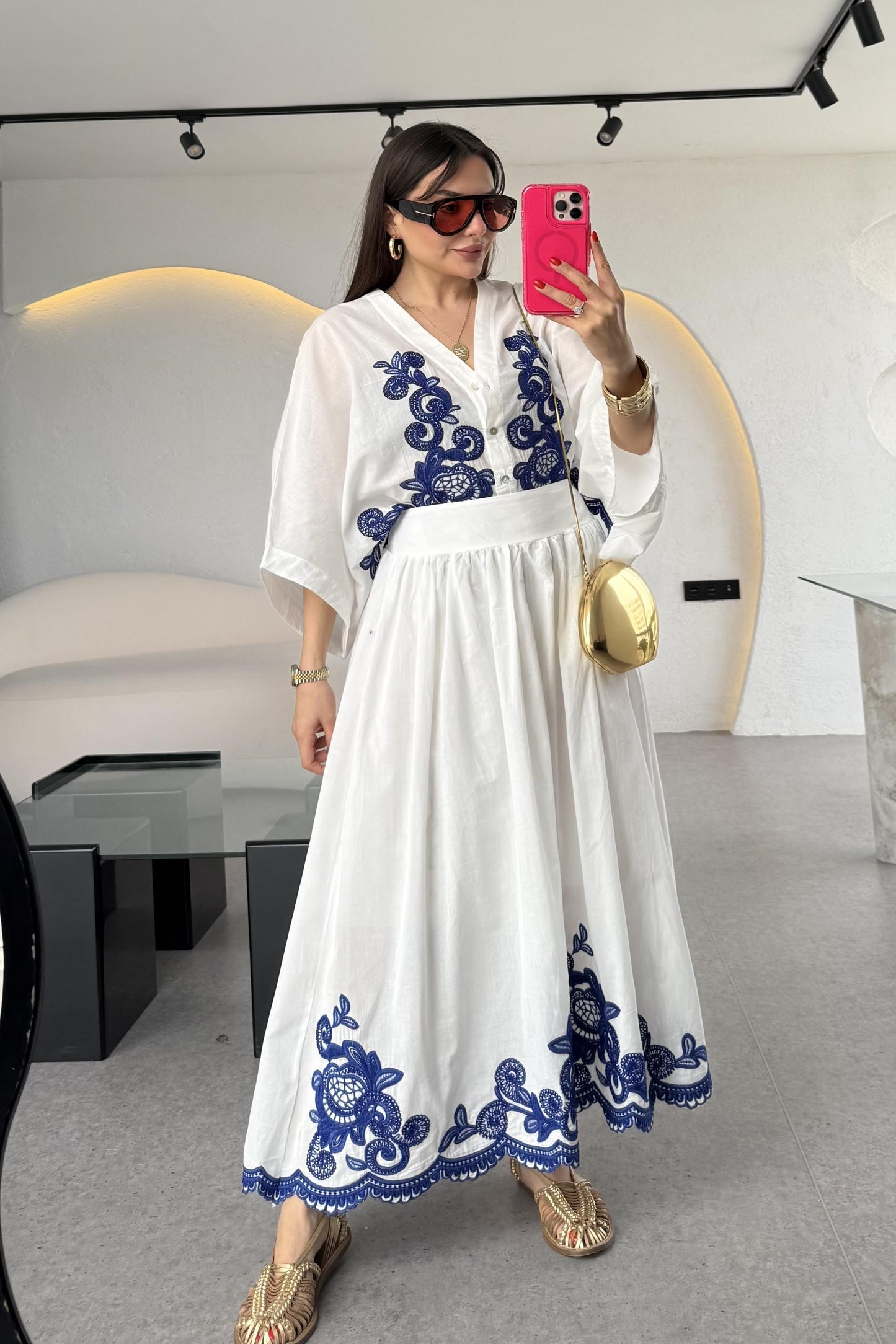 Lesly Lacivert Nakışlı Astarlı Takım