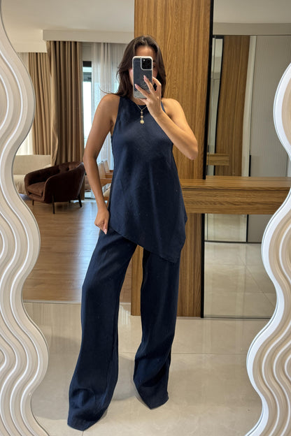 Lewine Lacivert Keten Asimetrik Takım